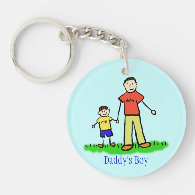 Daddy's Boy Family Characters Art Custom Keychain (Front)