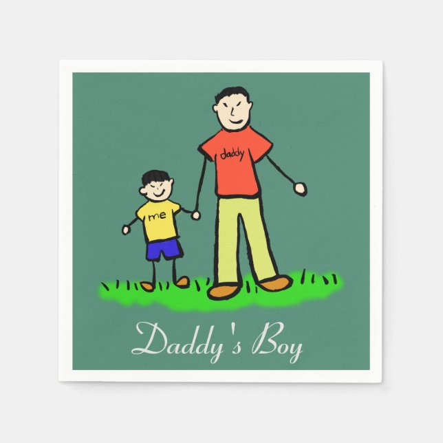 Daddy's Boy Personalised Family Characters Napkin (Front)