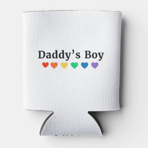 Daddy's Boy, Pride Rainbow Hearts, Funny Cool LGBT Can Cooler