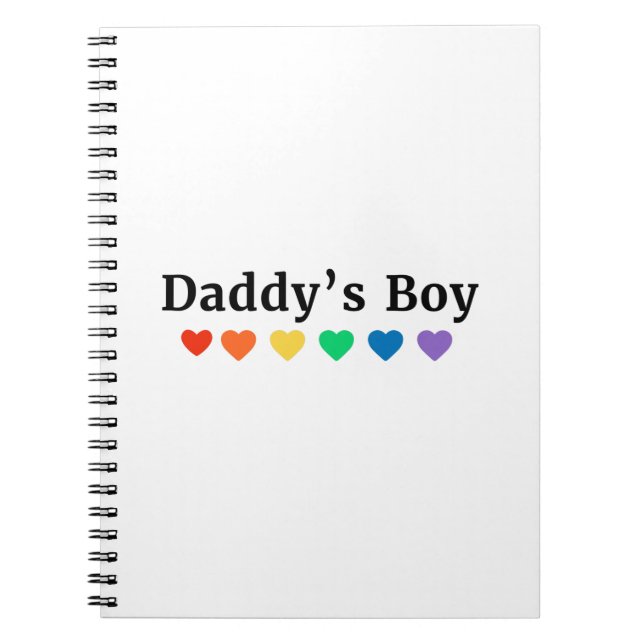 Daddy's Boy, Pride Rainbow Hearts, Funny Cool LGBT Notebook (Front)