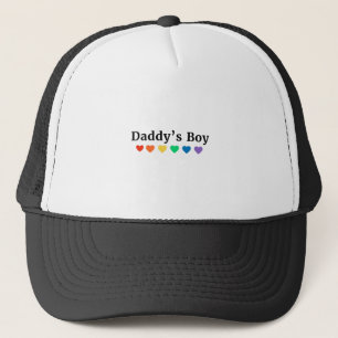 Daddy's Boy, Pride Rainbow Hearts, Funny Cool LGBT Trucker Hat