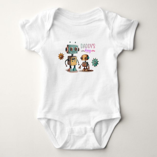 "Daddy's Boy" Robots design Baby Bodysuit (Front)