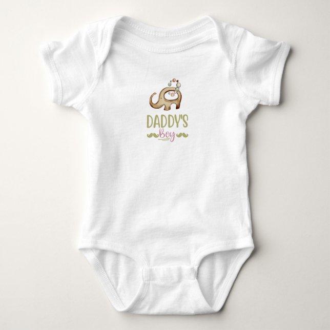 Daddy's Boy with Elephant Baby Bodysuit (Front)