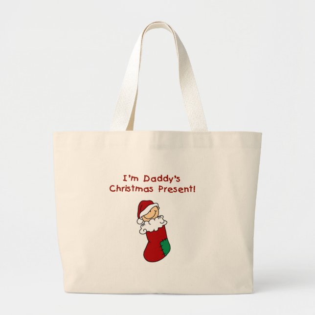 Daddy's Christmas Present T-shirts and Gifts Large Tote Bag (Front)