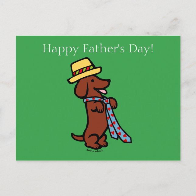 Daddy's Dachshund Cartoon Postcard (Front)