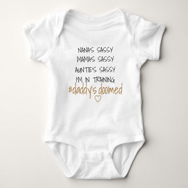 daddy's doomed baby baby bodysuit (Front)