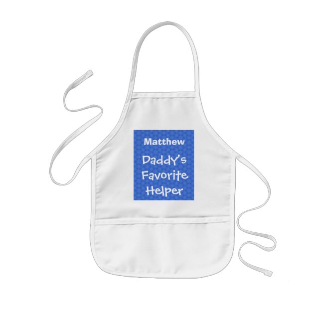 Daddy's Favourite Helper Custom Name Blue W1551 Kids Apron (Front)