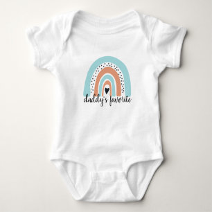 Daddy's Favourite Rainbow Heart Blue Peach Baby Bodysuit