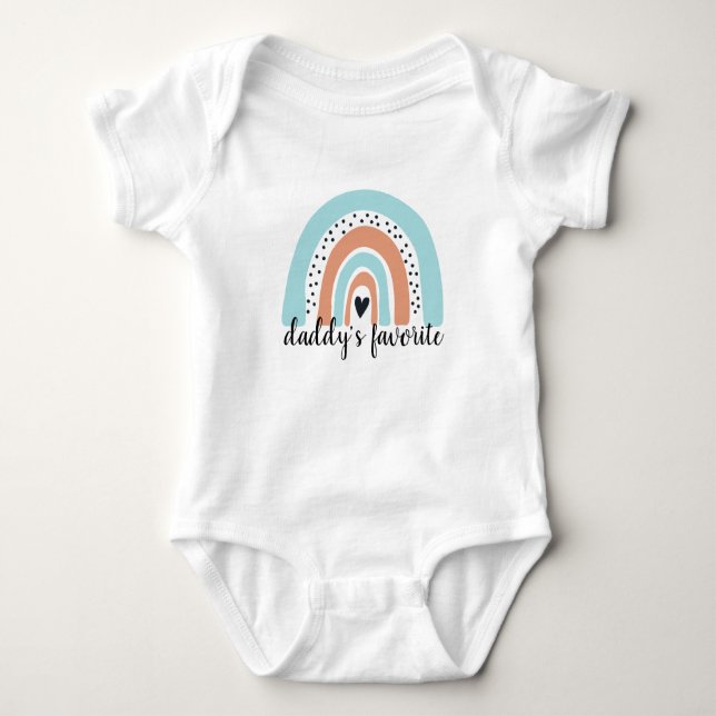 Daddy's Favourite Rainbow Heart Blue Peach Baby Bodysuit (Front)