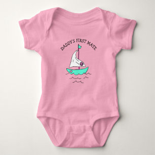 Daddy's First Mate Sailboat Baby Girl Baby Bodysuit