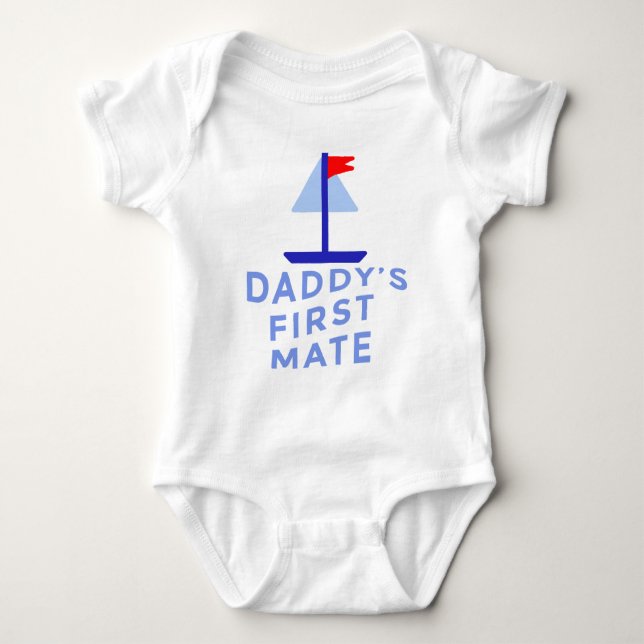 Daddy's First Mate with Sailboat Baby Bodysuit (Front)