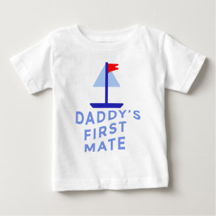 Daddy's First Mate with Sailboat Baby T-Shirt