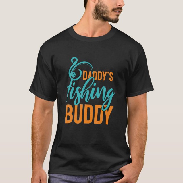 Daddy's Fishing Buddy Fisherman Design For Childre T-Shirt (Front)