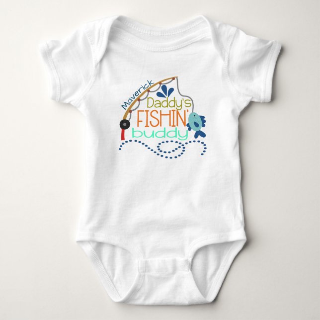 Daddy's Fishing Buddy Personalised baby onsie Bodysuit (Front)