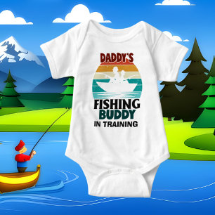daddy's fishing buddy training word art baby bodysuit