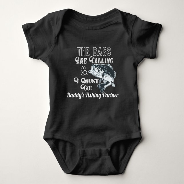 Daddy's Fishing Partner Largemouth Bass Baby Bodysuit (Front)