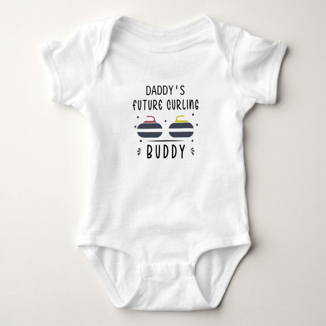 Daddy's Future Curling Buddy - Curling Baby Bodysuit (Front)