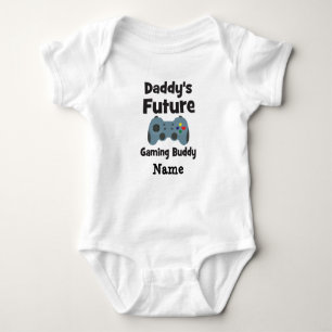 Daddy's Future Gaming Buddy with a Heart Button Baby Bodysuit