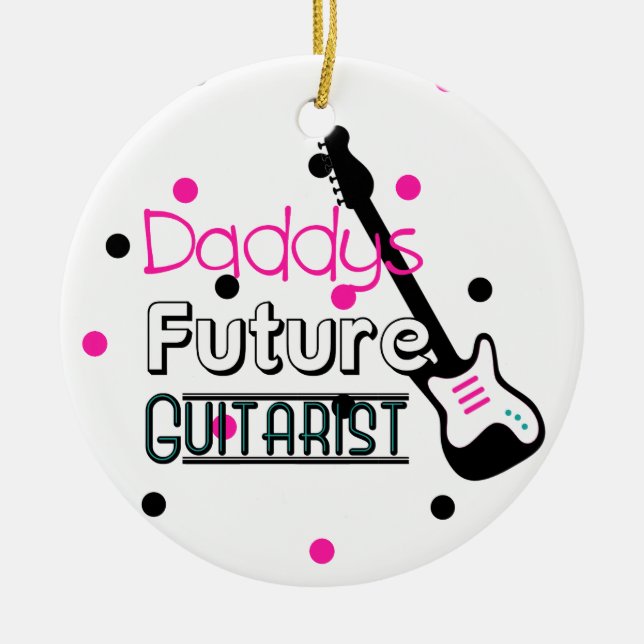 Daddys Future Guitarist Ceramic Tree Decoration (Front)