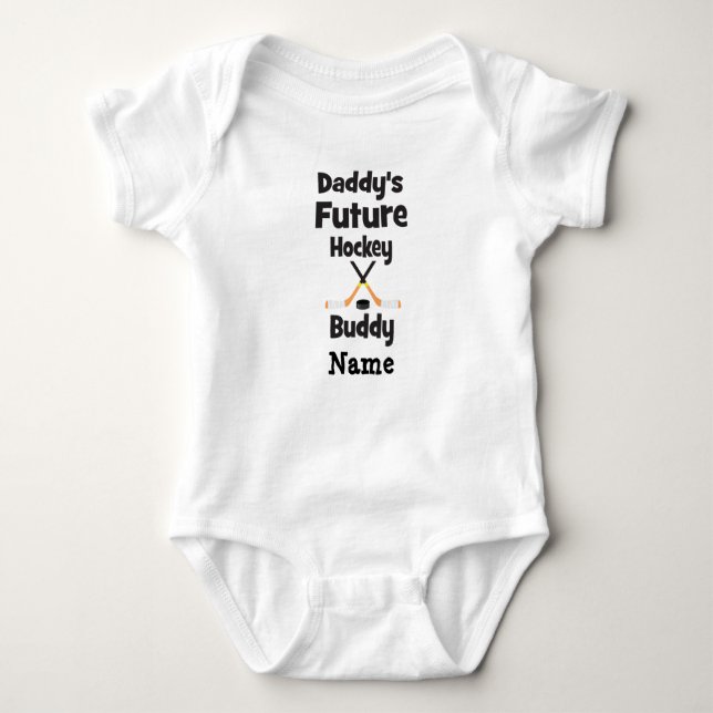 Daddy's Future Hockey Buddy Baby Bodysuit (Front)
