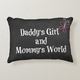 Daddy's Girl and Mummy's World Quote Decorative Cushion