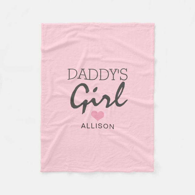 Daddy's Girl Blush Pink Heart Personalised Fleece Blanket (Front)