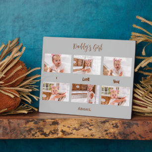 Daddy's Girl I love You Photo Collage Grey Plaque