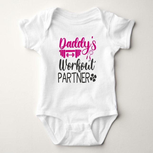 Daddy's Gym Baby Grow Funny Workout Gifts Baby Bodysuit (Front)