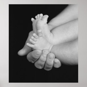 "Daddys Hands" Black & White Baby Feet Print