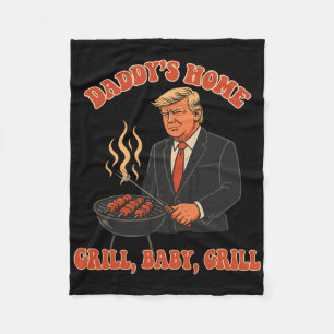 Daddys Home Funny Trump 4th Of July Costume Grill Fleece Blanket