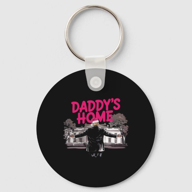 Daddy's Home Trump Christmas White House Come Home Key Ring (Front)
