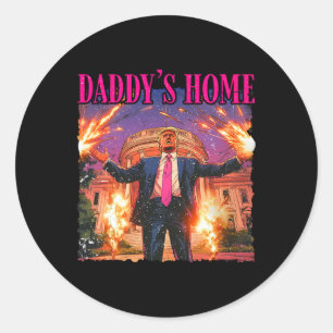 Daddys Home White House Trump Classic Round Sticker