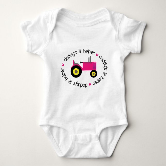 Daddy's Lil Helper Tractor Girl Baby Bodysuit (Front)