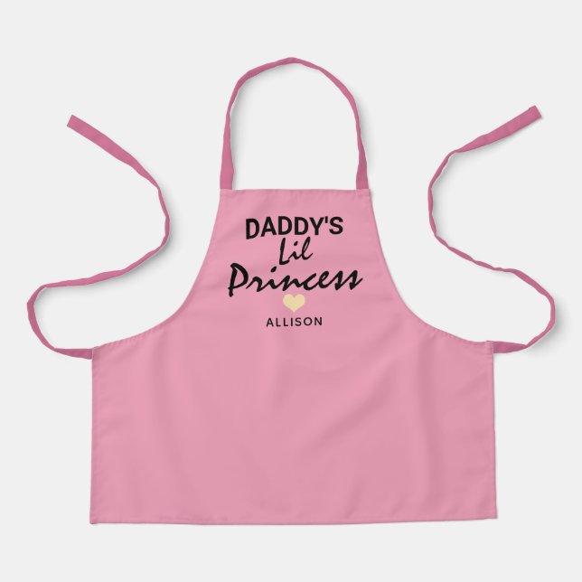 Daddy's Lil Princess Pink Heart Personalised Kids Apron (Front)