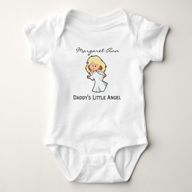 Daddy's Little Angel Personalised 2-Side Printed B Baby Bodysuit (Front)