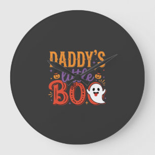 Daddy's Little Boo Halloween Ghost Design Large Clock