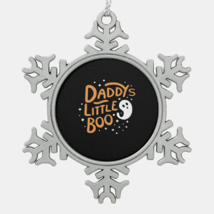 Daddys Little Boo Happy Halloween Style Snowflake Pewter Christmas Ornament