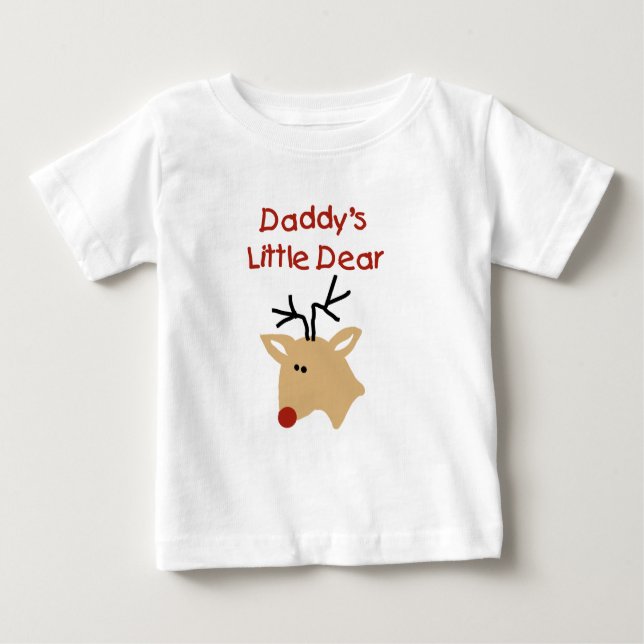 Daddy's Little Dear Daddy Christmas Baby T-Shirt (Front)