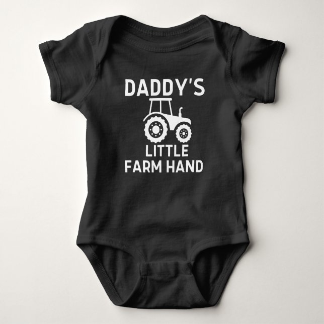 Daddy's Little Farm Hand Funny Tractor Baby Gift B Baby Bodysuit (Front)