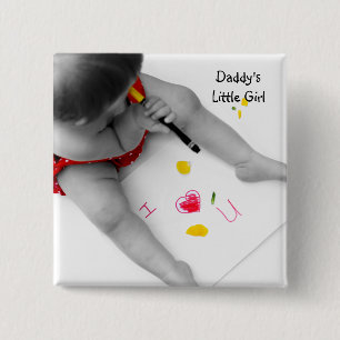 Daddys Little Girl I Love You Dad I Heart U 15 Cm Square Badge