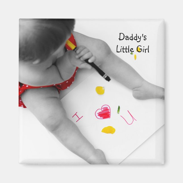 Daddys Little Girl I Love You Dad I Heart U Magnet (Front)