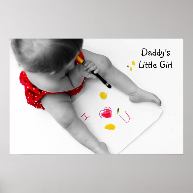 Daddys Little Girl I Love You Dad I Heart U Poster (Front)