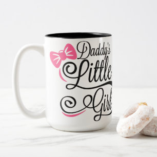 Daddy's Little Girl Pink Bow Script Two-Tone Coffee Mug