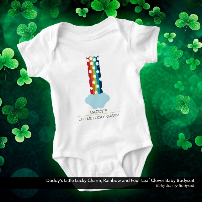 Daddy's Little Lucky Charm Rainbow 4-Leaf Clover Baby Bodysuit (Daddy's Little Lucky Charm Rainbow and Four-Leaf Clover Baby Bodysuit)