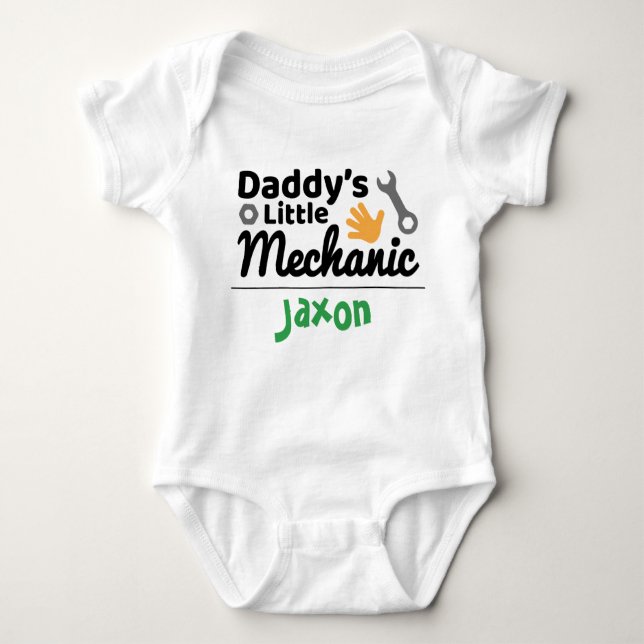 Daddy's Little Mechanic Baby Bodysuit (Front)