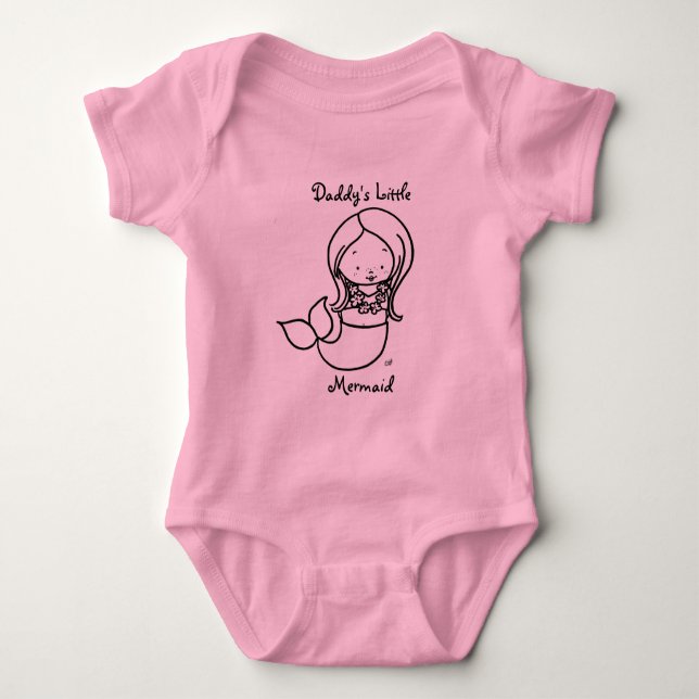 Daddy's Little Mermaid Baby Bodysuit (Front)