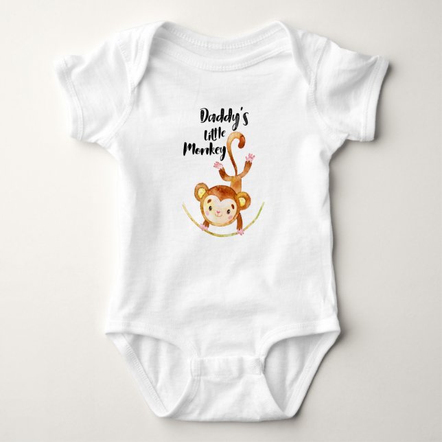 Daddy's Little Monkey Baby Clothes, Coming Home Baby Bodysuit (Front)