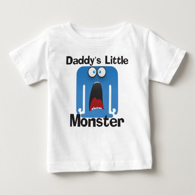 Daddy's Little Monster Blue Baby T-Shirt (Front)