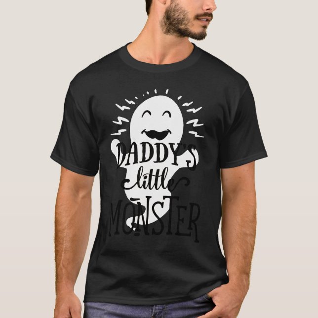 Daddy's Little Monster  Halloween  Ghost  Black Le T-Shirt (Front)