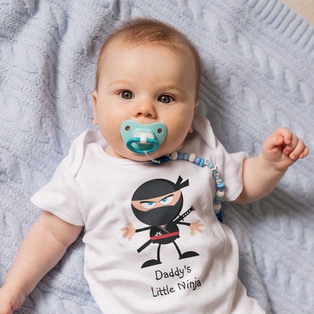 Daddy's Little Ninja Cartoon Graphic Baby Bodysuit (Daddy's Little Ninja)